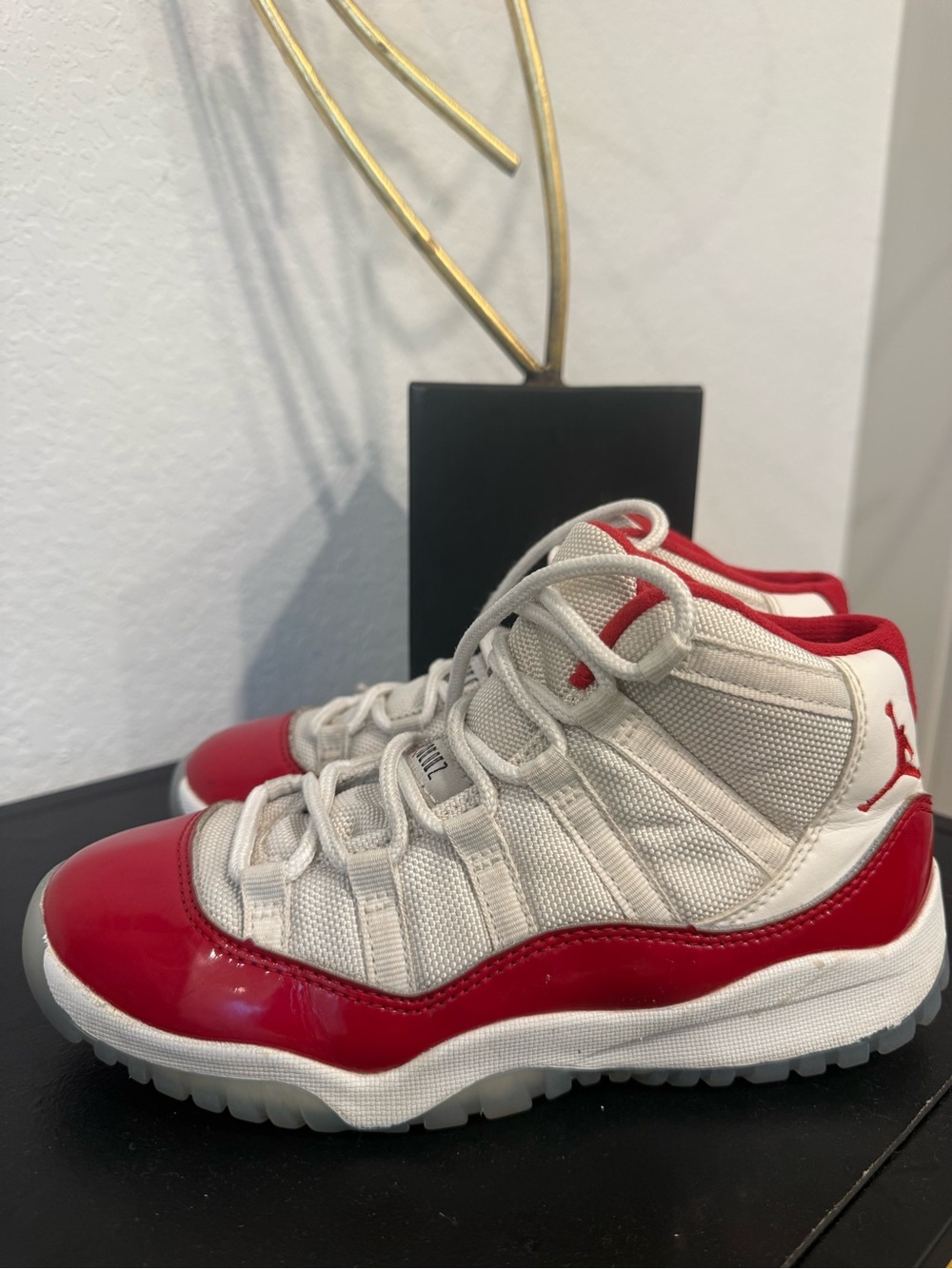 Jordan Kids White and Red High-Top Sneakers